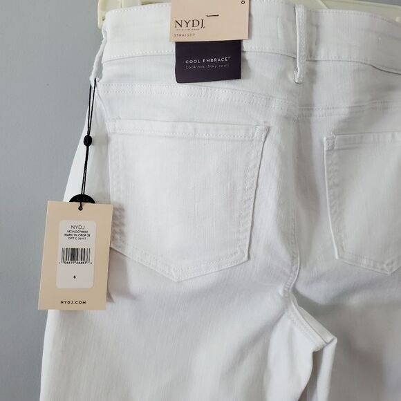 NYDJ Marilyn Straight Crop Lift Tuck Jeans in Cool Embrace - Optic White Size 6 - Picture 8 of 9